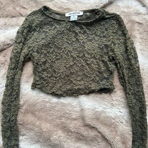 Urban Outfitters Lace olive green long sleeve